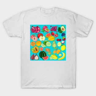 Fruits Paradise in Turquoise Blue T-Shirt